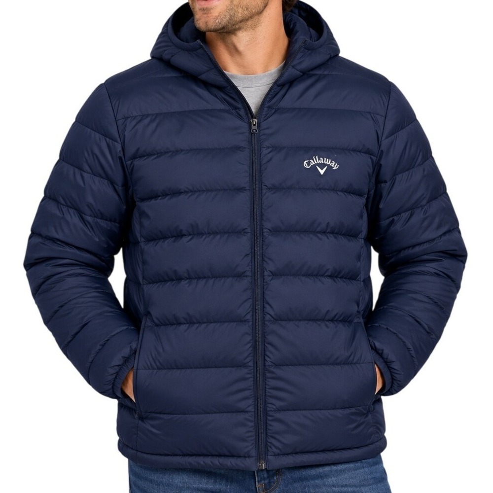 Callaway Navy Blue Quilted Hooded Puffer Jacket Men's XL